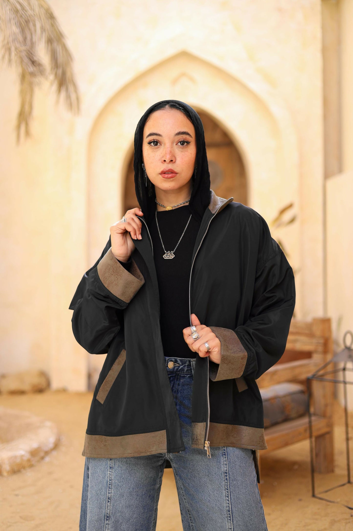 Waterproof and leather jacket