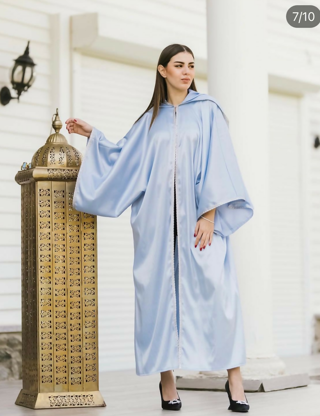 Baby Blue Kaftan with Hoodie