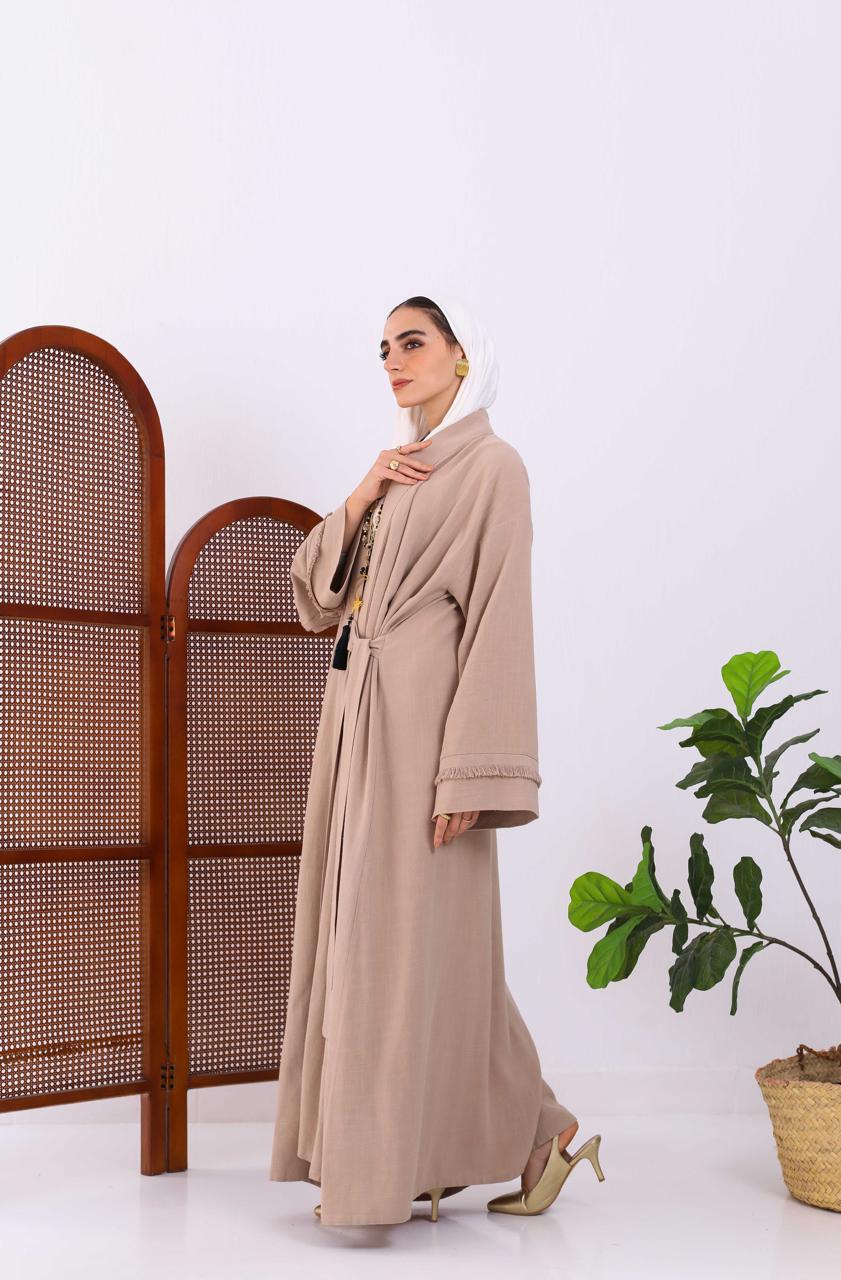 Wrapped Linen Dress In Café
