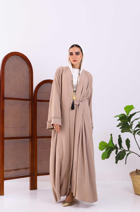 Wrapped Linen Dress In Café