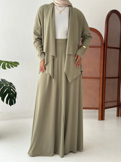 Elegance In Motion Skirt Set In Olive