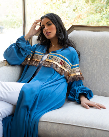 Blue Balloon Sleeve Kaftan