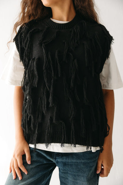 Fringed up Vest in Black