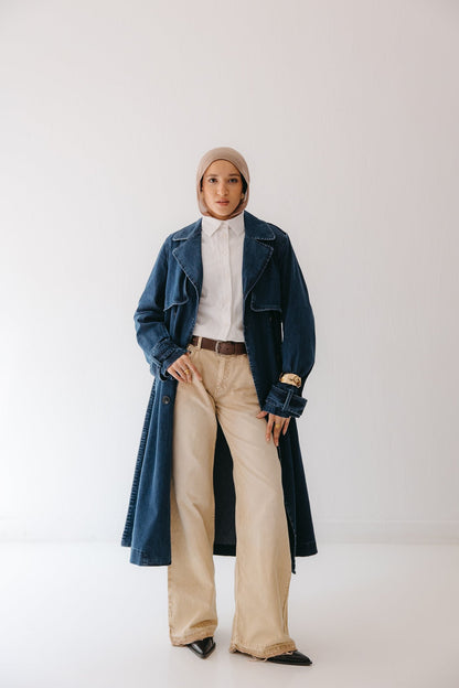 Allure Trench Coat in Deep Blue