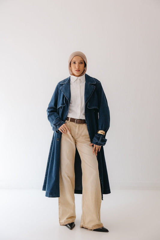 Allure Trench Coat in Deep Blue