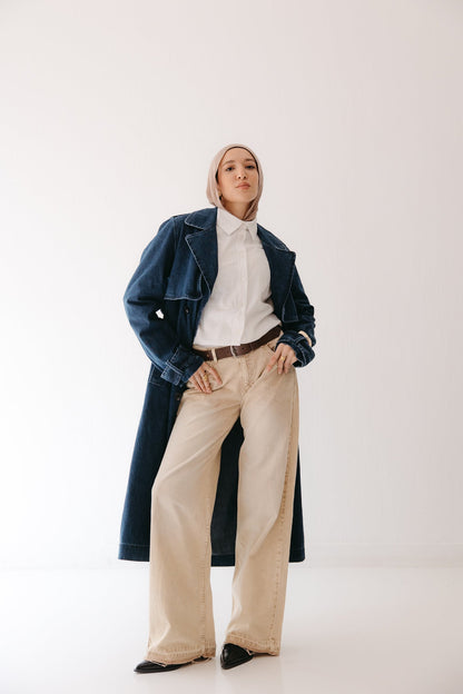 Allure Trench Coat in Deep Blue