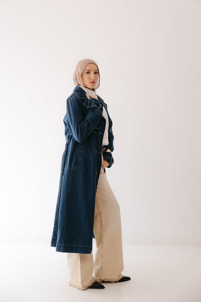 Allure Trench Coat in Deep Blue