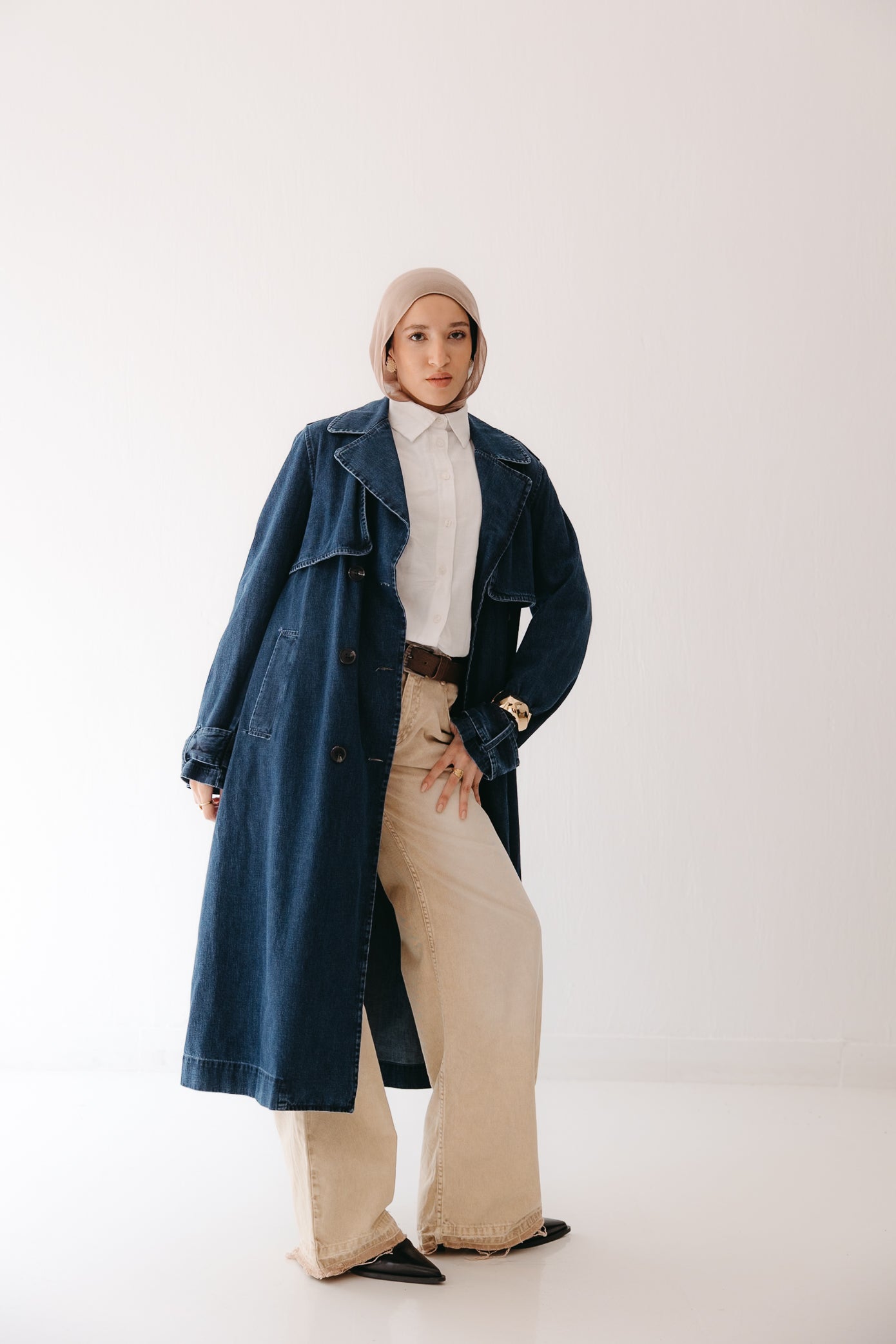 Allure Trench Coat in Deep Blue