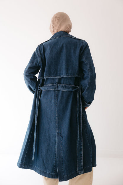 Allure Trench Coat in Deep Blue