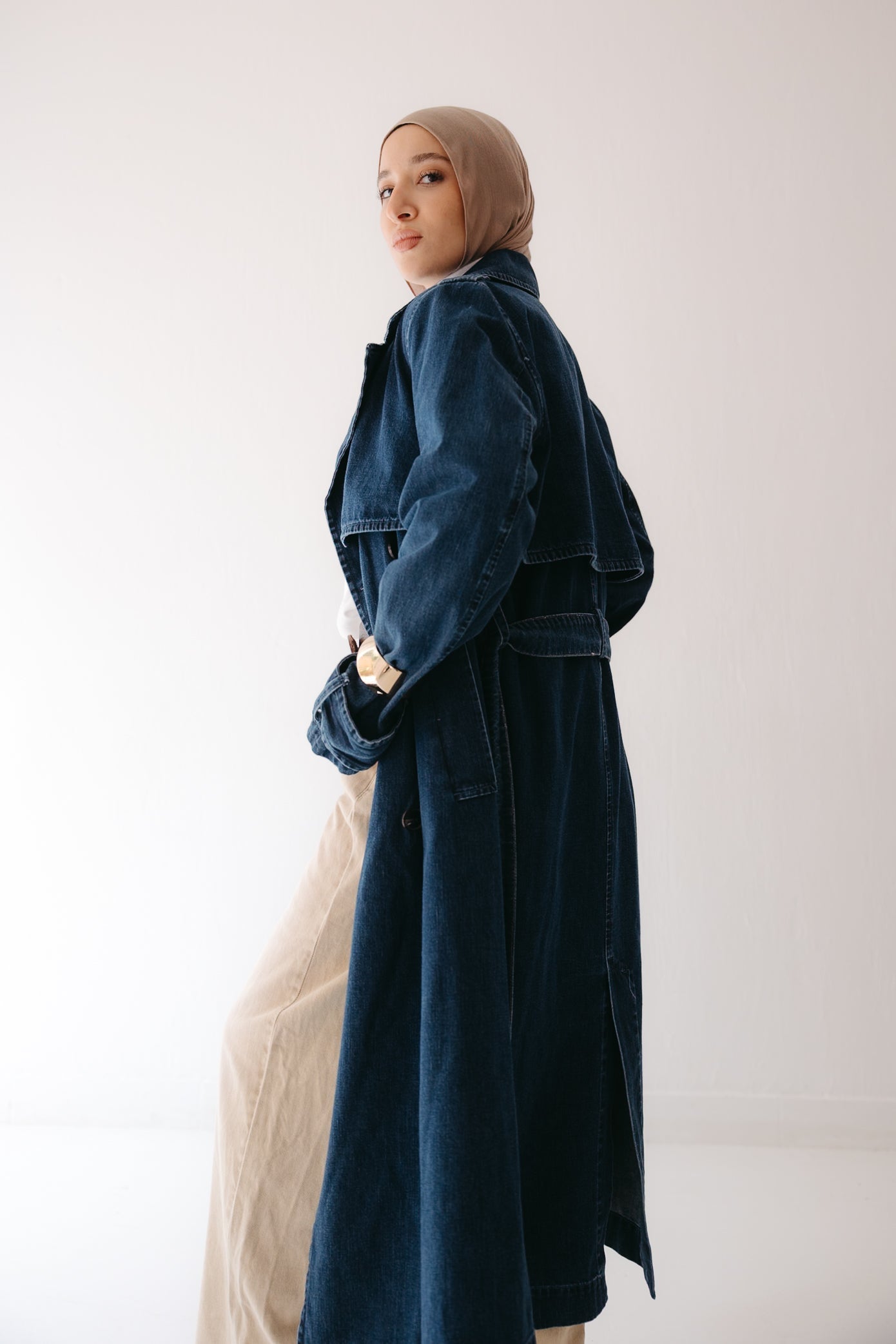 Allure Trench Coat in Deep Blue