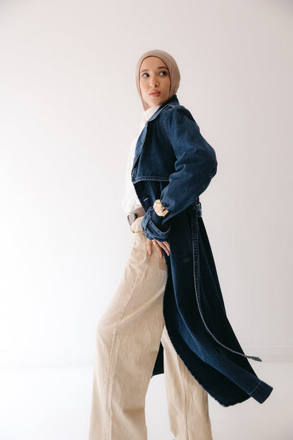 Allure Trench Coat in Deep Blue