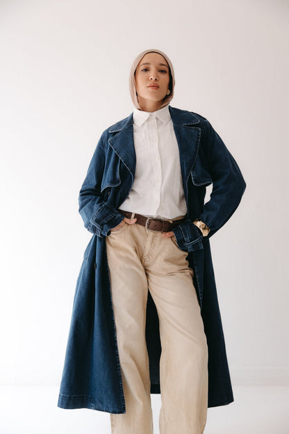 Allure Trench Coat in Deep Blue