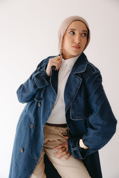 Allure Trench Coat in Deep Blue