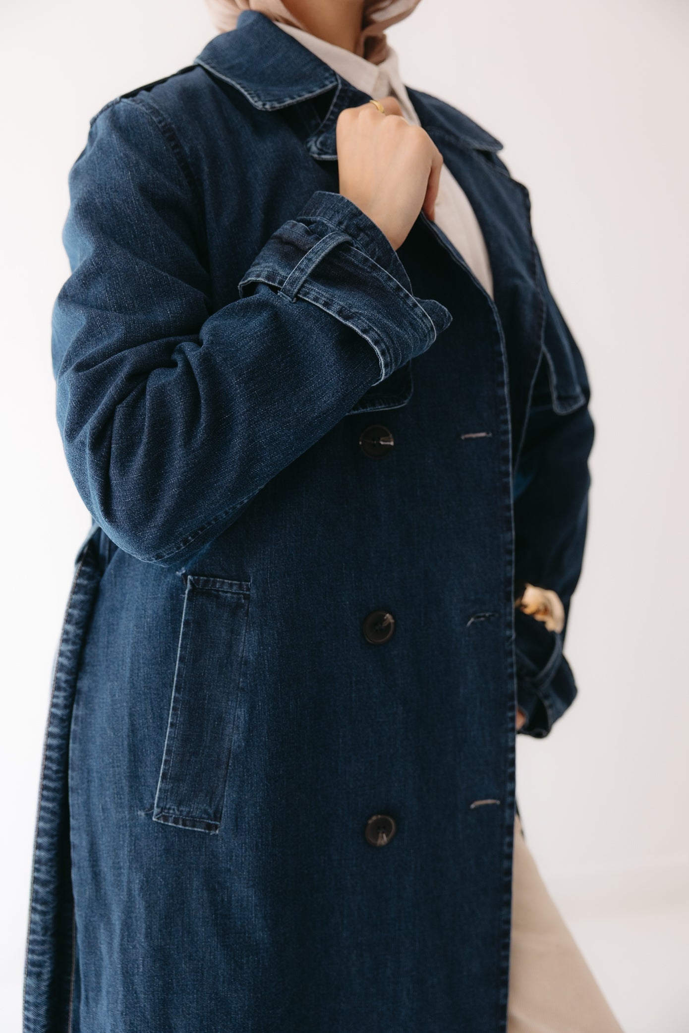Allure Trench Coat in Deep Blue
