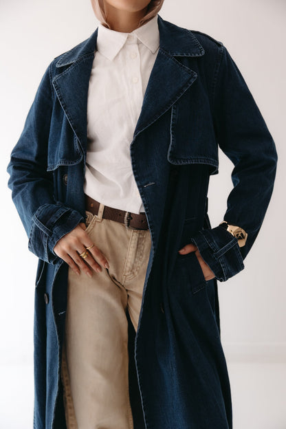 Allure Trench Coat in Deep Blue