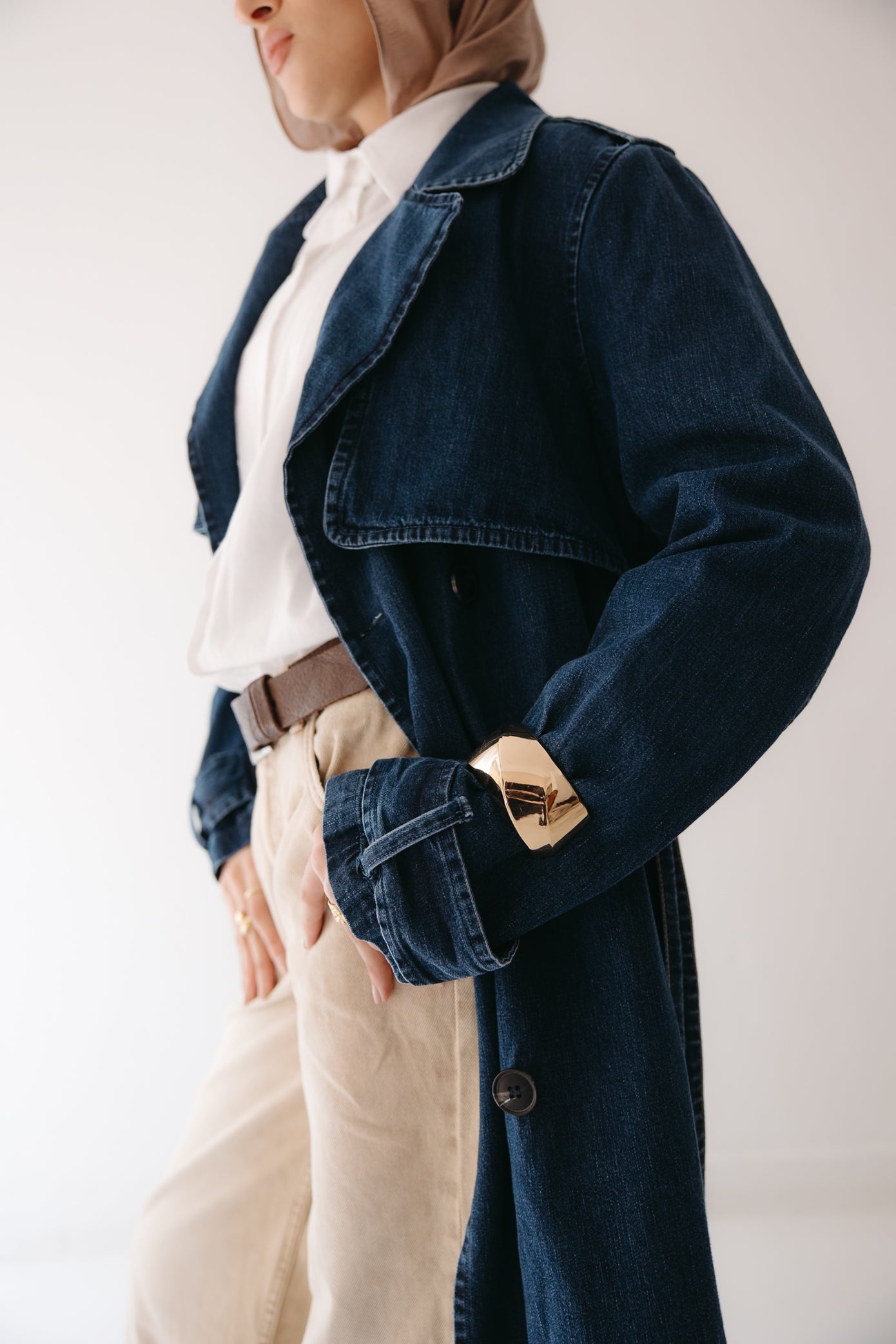 Allure Trench Coat in Deep Blue