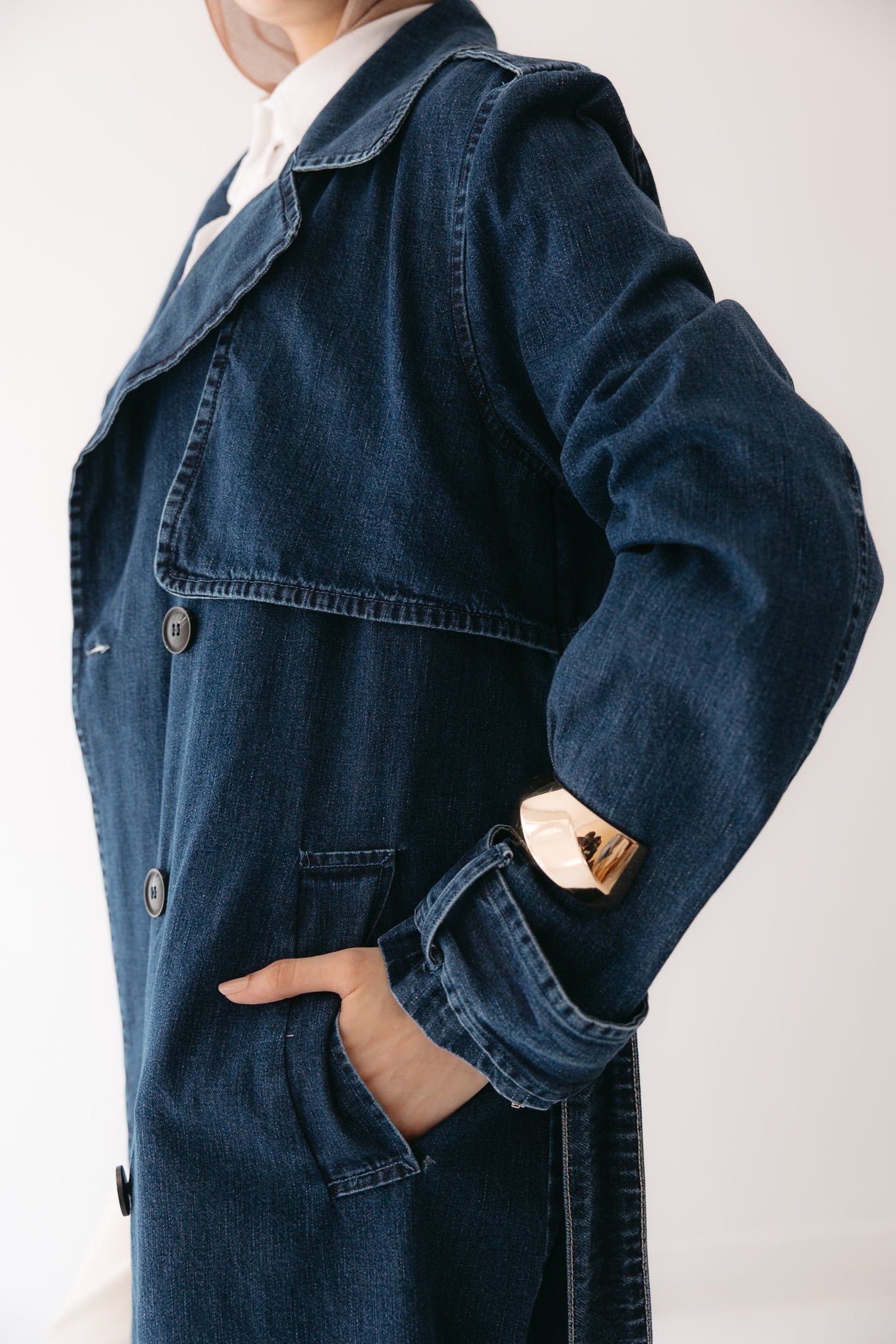 Allure Trench Coat in Deep Blue