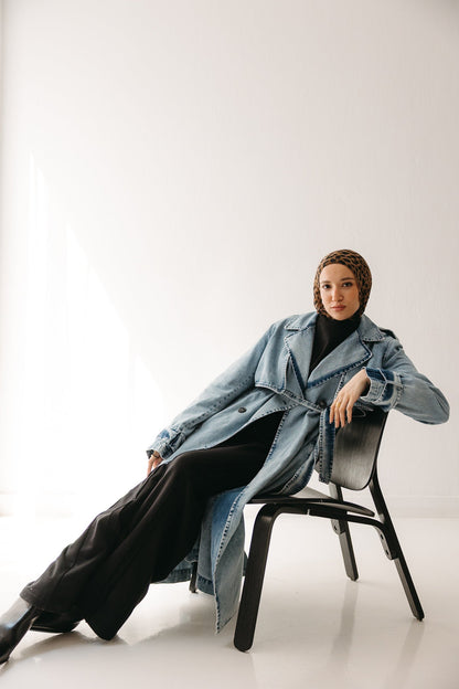 Allure Trench Coat in Washed Blue