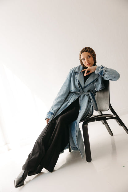 Allure Trench Coat in Washed Blue