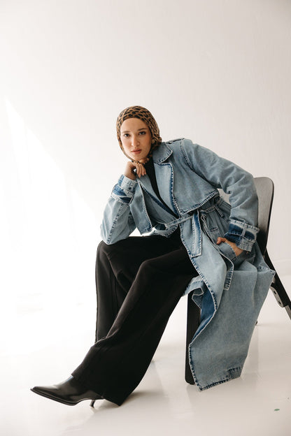 Allure Trench Coat in Washed Blue