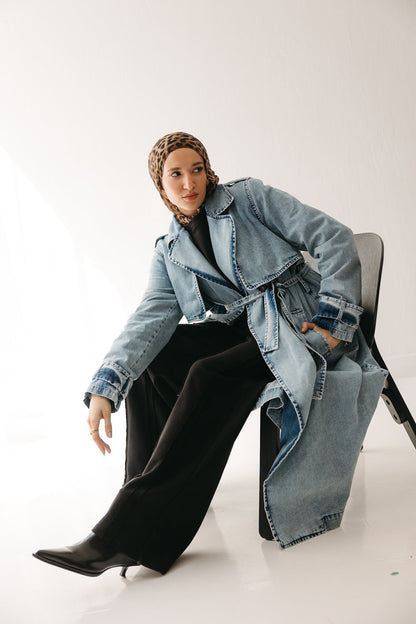 Allure Trench Coat in Washed Blue