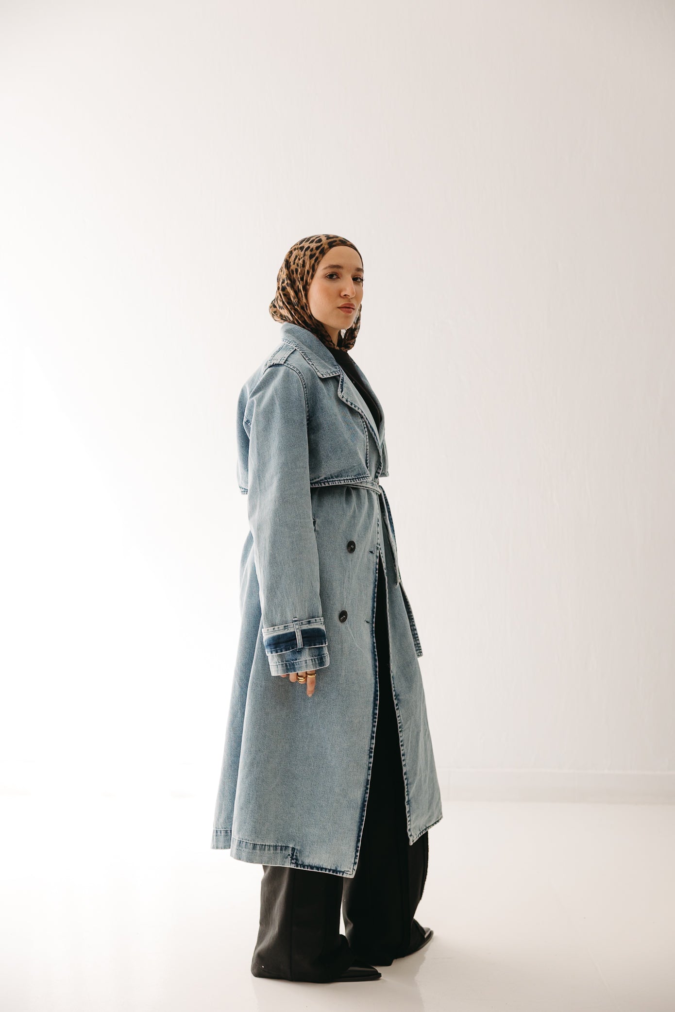 Allure Trench Coat in Washed Blue