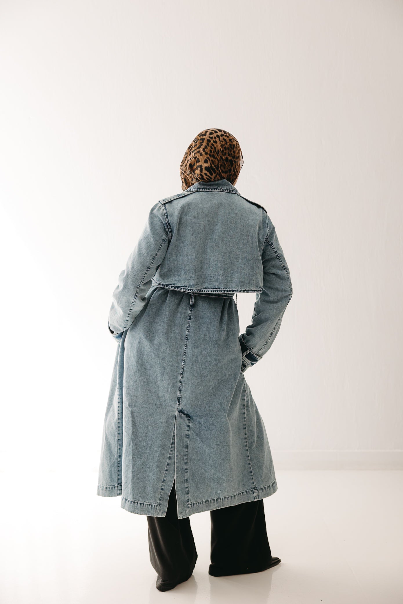 Allure Trench Coat in Washed Blue