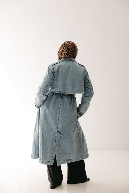 Allure Trench Coat in Washed Blue