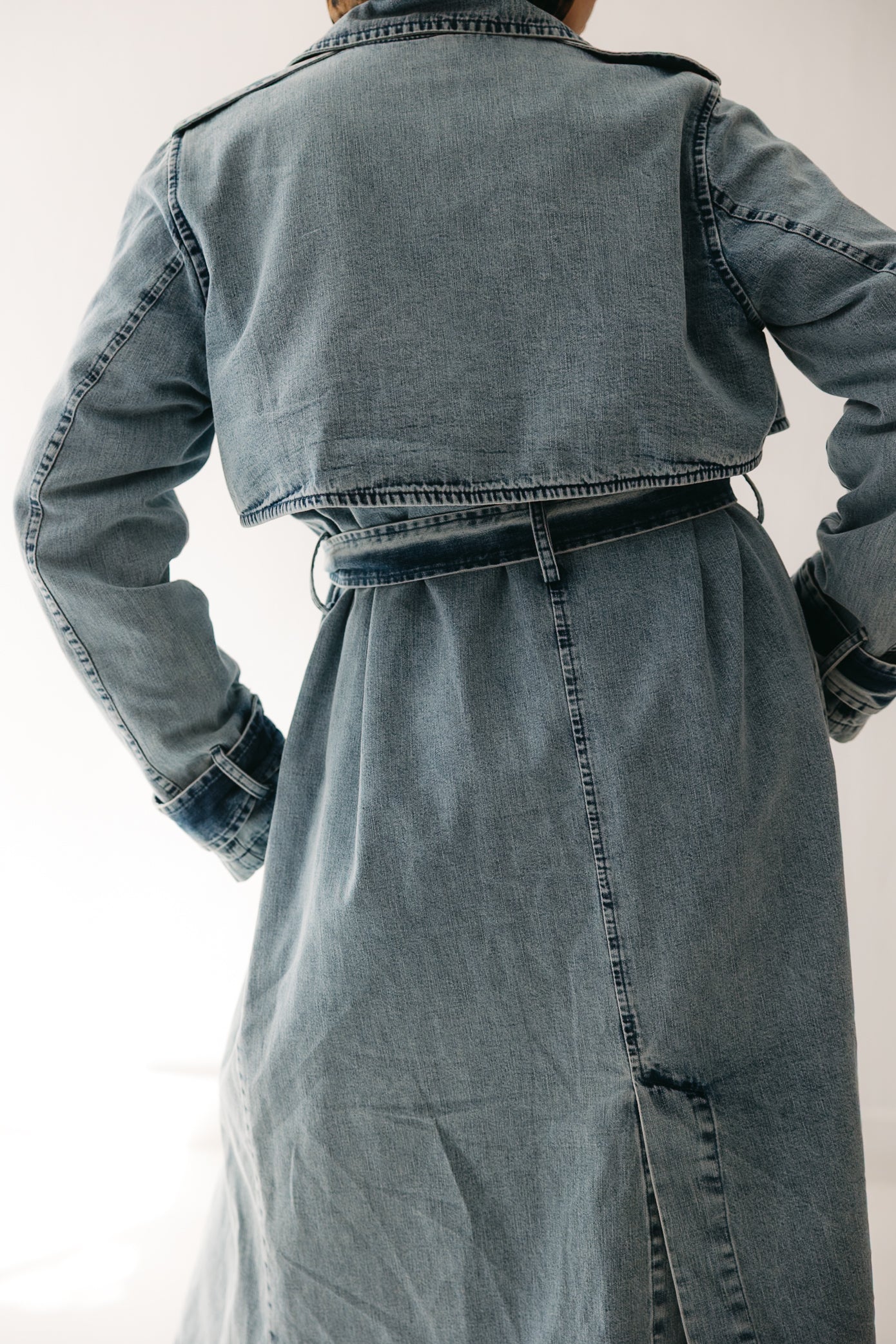 Allure Trench Coat in Washed Blue