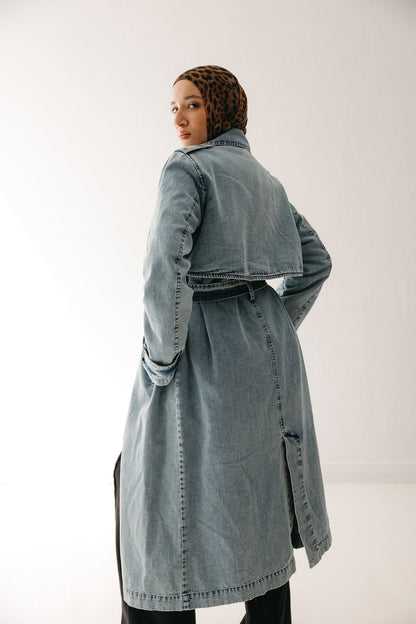 Allure Trench Coat in Washed Blue