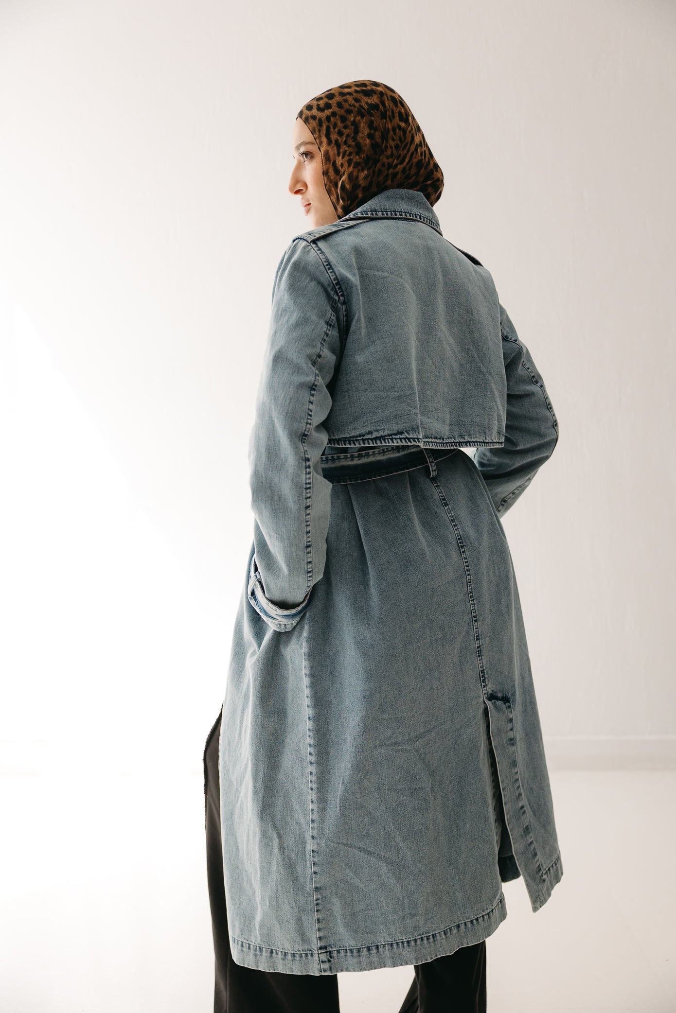 Allure Trench Coat in Washed Blue