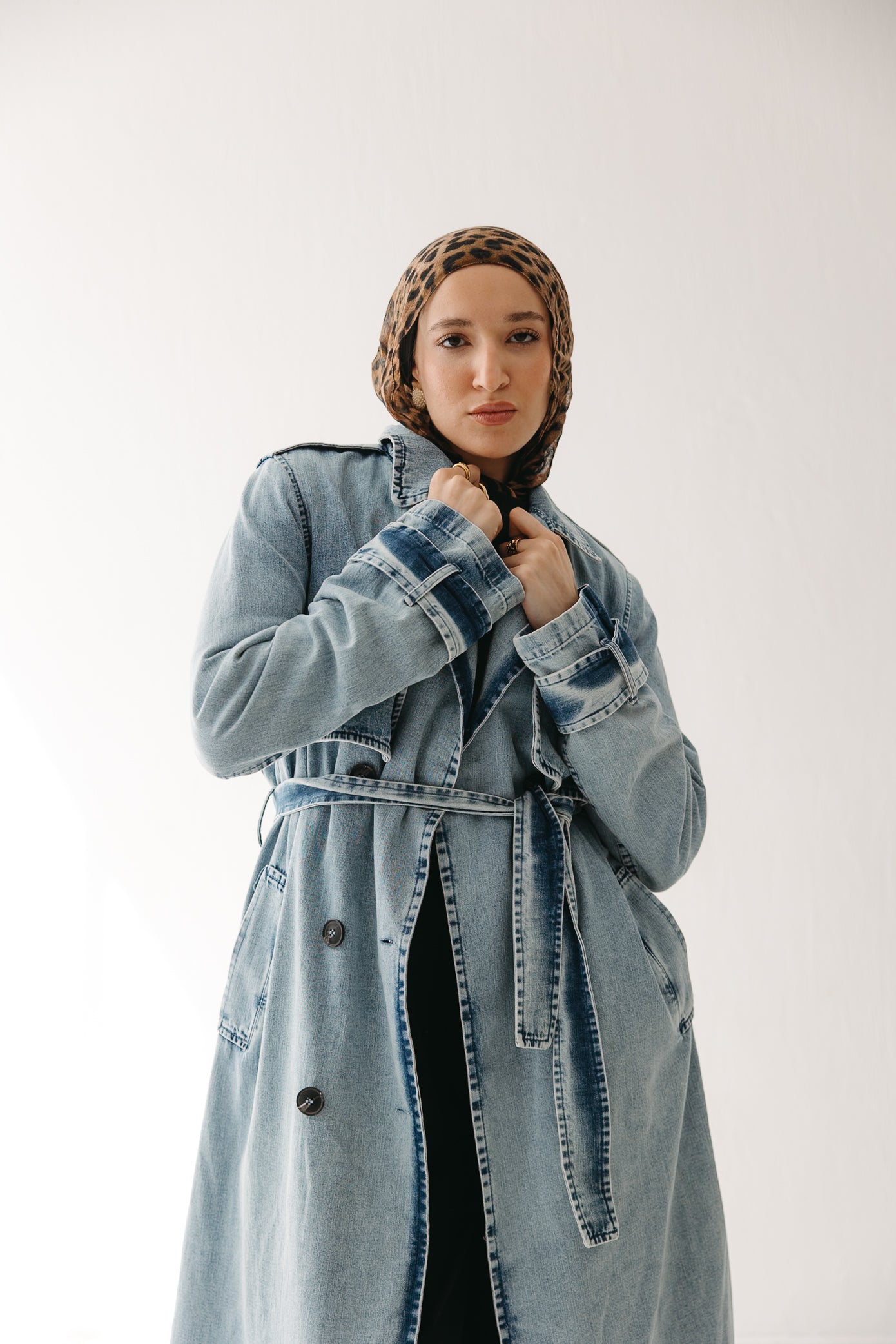 Allure Trench Coat in Washed Blue