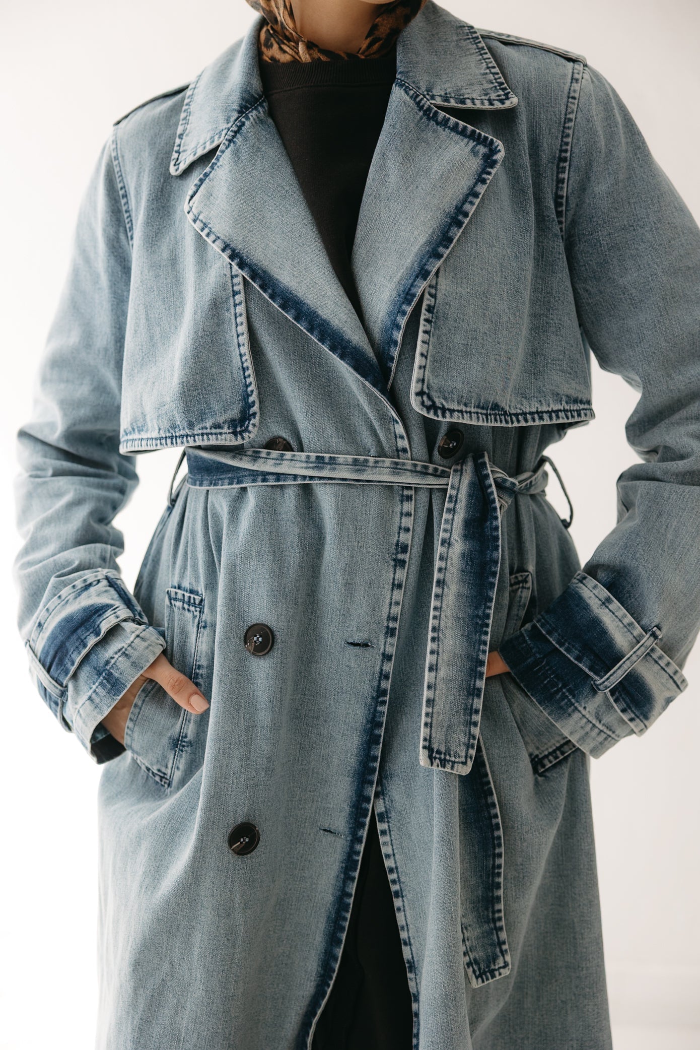 Allure Trench Coat in Washed Blue