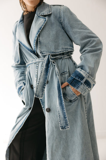 Allure Trench Coat in Washed Blue