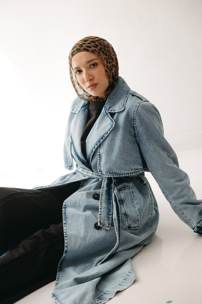 Allure Trench Coat in Washed Blue
