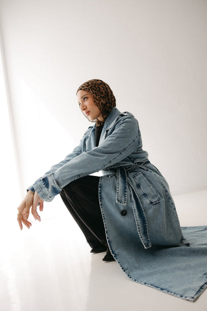 Allure Trench Coat in Washed Blue