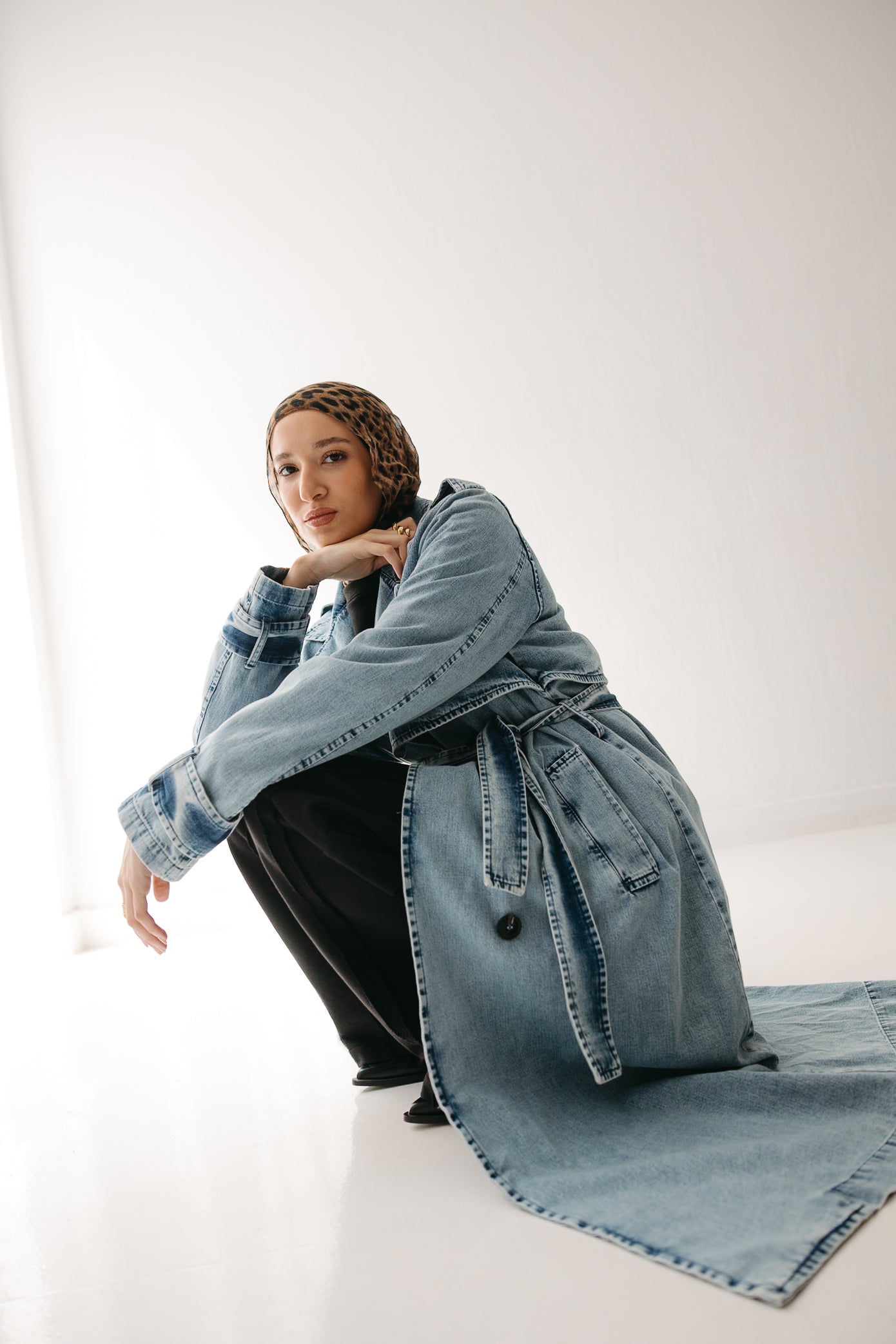 Allure Trench Coat in Washed Blue