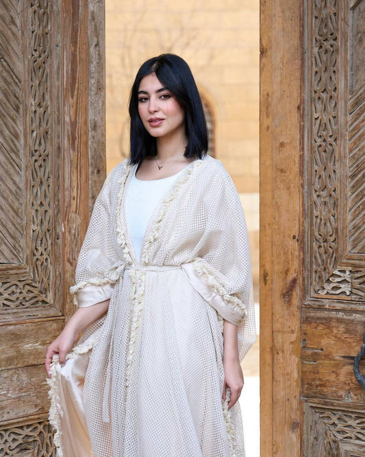 Mesh Beige Kaftan