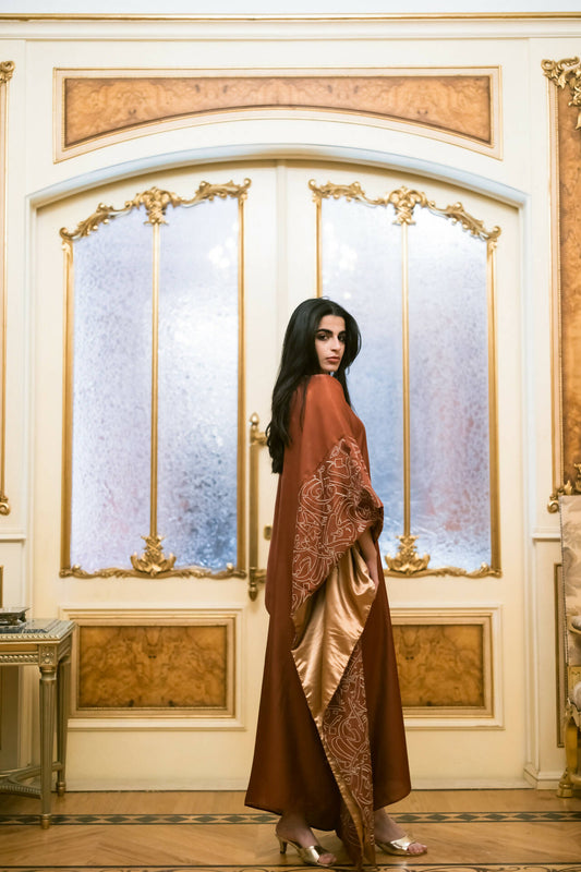 Shimmer Kaftan With Gold Embroidery