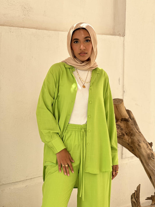 Lime Green Linen Basic Set